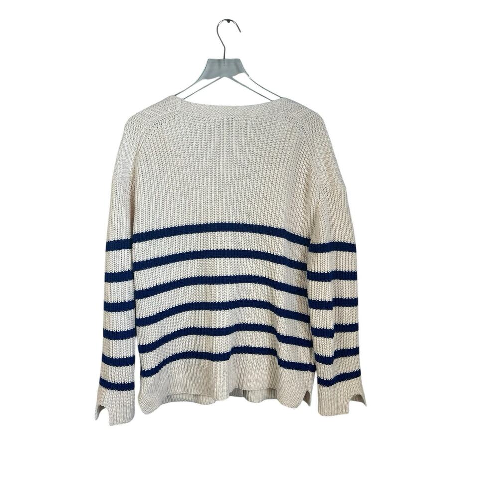 Evereve John + Jenn Women’s Livy Colorblock Cardigan Blue Chunky Knit Academia L - Picture 3 of 12